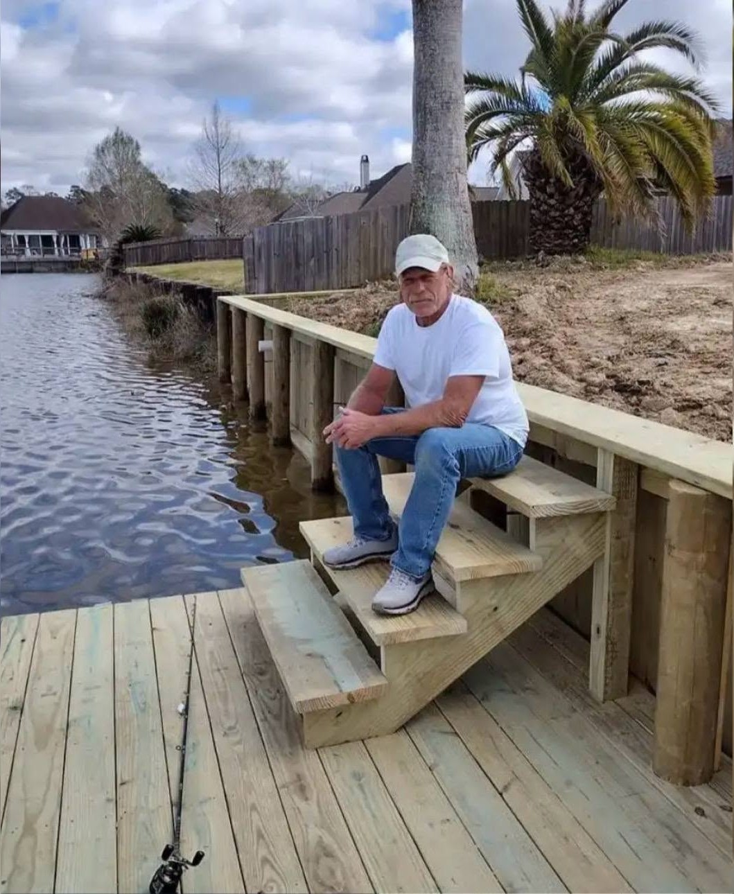Mark of LA Fence & Bulkheads on a completed dock and bulkhead Mark of LA Fence & Bulkheads on a finished waterfront dock and timber bulkhead in Southeast Louisiana
